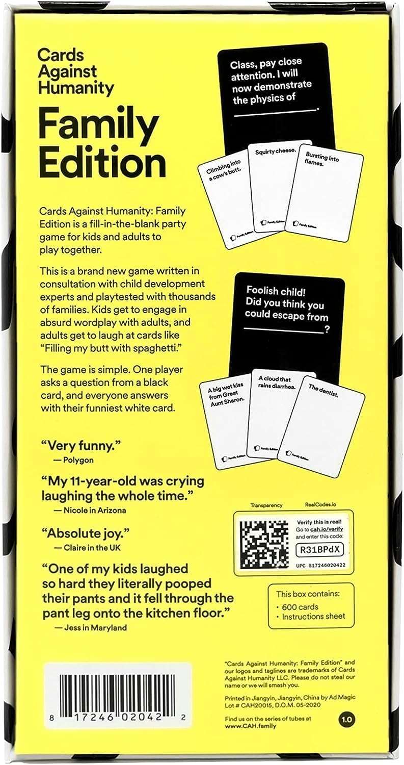 Cards Against Humanity: Family Edition • The Actual Official Family Edition of CAH • Ages 8+ Cards Against Humanity: Family Edition • The Actual Official Family Edition of CAH • Ages 8+