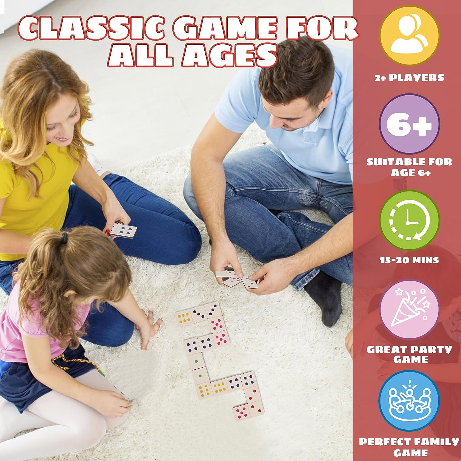 mierEdu Dominoes Set- Classic Double Six Dominos Board Game - Domino Set with 28 Tiles and Storage Case, Ideal for Family,for Adult,for Kids Age 6 and Up mierEdu Dominoes Set- Classic Double Six Dominos Board Game - Domino Set with 28 Tiles and Storage Case, Ideal for Family,for Adult,for Kids Age 6 and Up