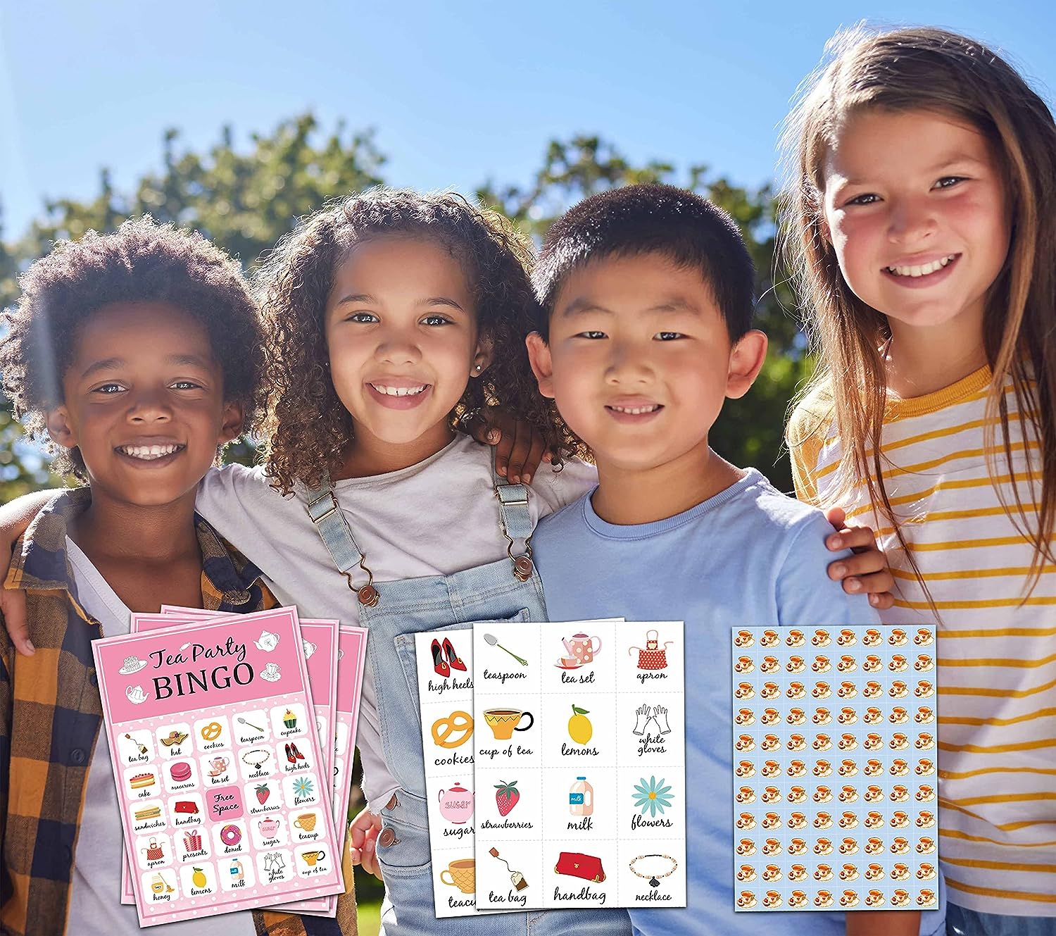 Tea Bingo Game, Blush Pink Themed Party Games with 24 Players, Garden Tea Party Favors for Kids Family, Scrumptious Party School Classroom Supplies Activities Tea Bingo Game, Blush Pink Themed Party Games with 24 Players, Garden Tea Party Favors for Kids Family, Scrumptious Party School Classroom Supplies Activities