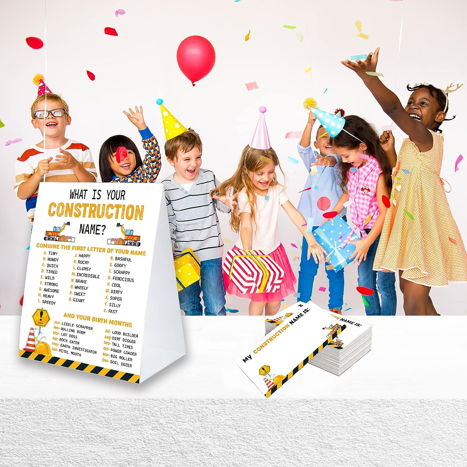 Whats Your Construction Name Game Sign with Name Tag Stickers for Baby Shower, Baby Shower Decorations, Birthday Party, Baby Shower Games Fun for Adults Kids Family Class Office Activity PTWYN17 Whats Your Construction Name Game Sign with Name Tag Stickers for Baby Shower, Baby Shower Decorations, Birthday Party, Baby Shower Games Fun for Adults Kids Family Class Office Activity PTWYN17