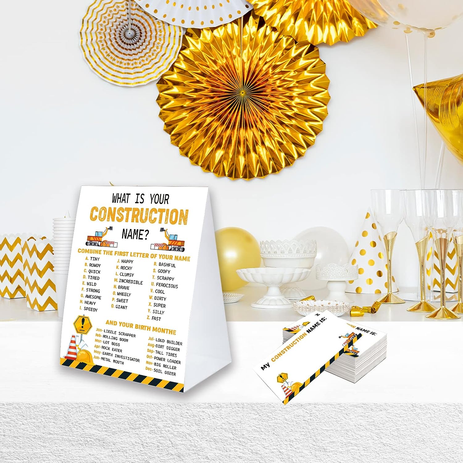 Whats Your Construction Name Game Sign with Name Tag Stickers for Baby Shower, Baby Shower Decorations, Birthday Party, Baby Shower Games Fun for Adults Kids Family Class Office Activity PTWYN17 Whats Your Construction Name Game Sign with Name Tag Stickers for Baby Shower, Baby Shower Decorations, Birthday Party, Baby Shower Games Fun for Adults Kids Family Class Office Activity PTWYN17