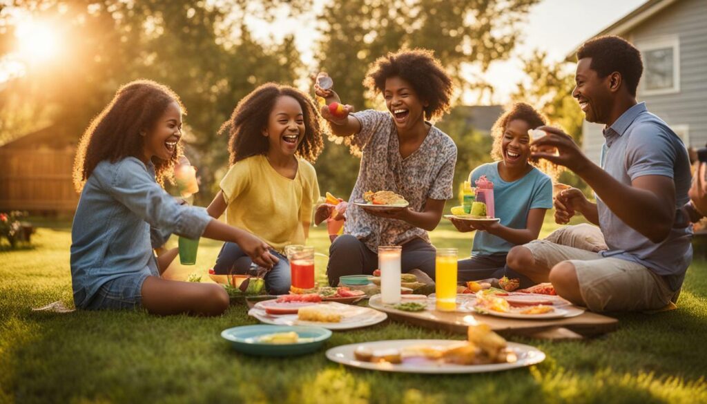 Family playing outdoor games Family playing outdoor games